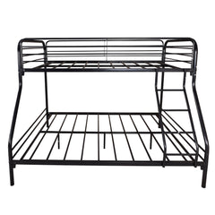 HAOYYE Heavy Duty Twin-Over-Full Metal Bunk Bed, Easy Assembly with Enhanced Upper-Level Guardrail, Black Sturdy Space-Saving Modern Design Adults Dorm Room Bedroom Furniture