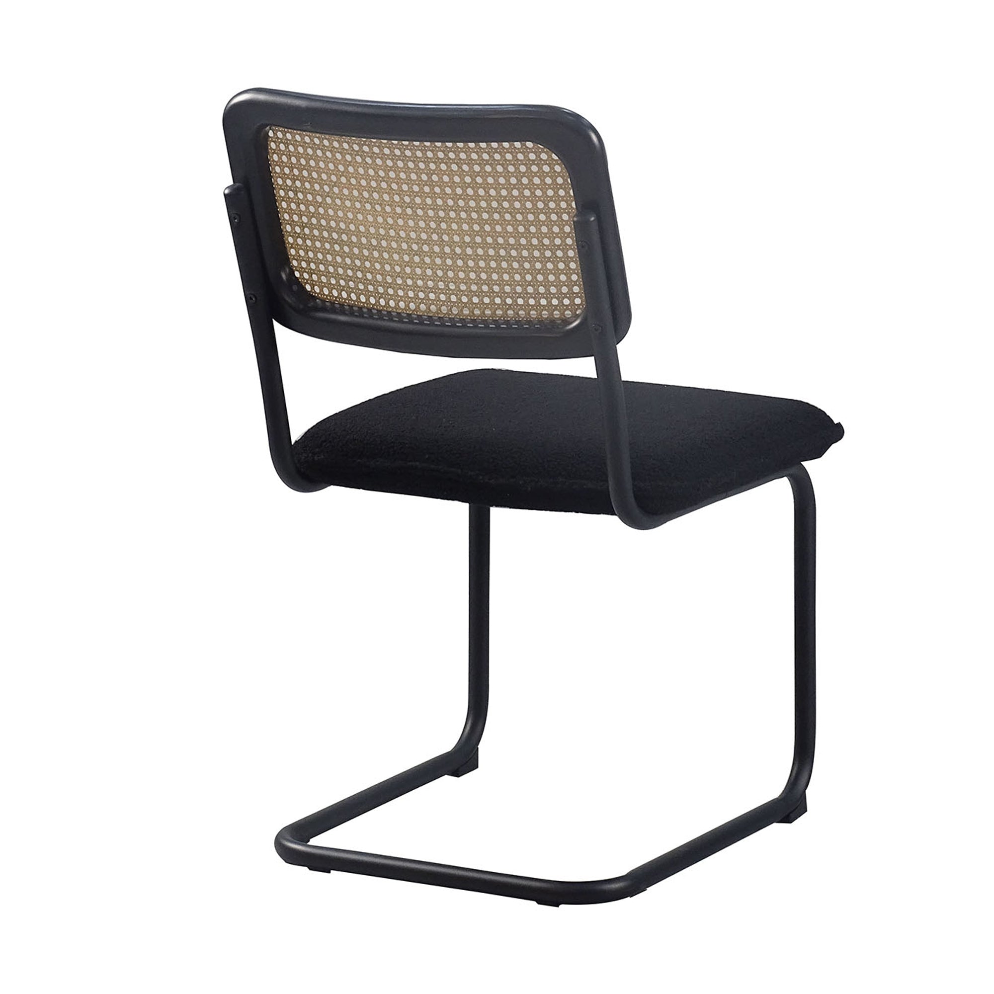 HAOYYE Set of 2, Teddy Velvet Dining Chair with High-Density Sponge, Rattan Chair for Dining room, Living room, Bedroom, Black Sturdy Space-Saving Heavy Duty Modern Design Adults Dorm Room Easy Assembly