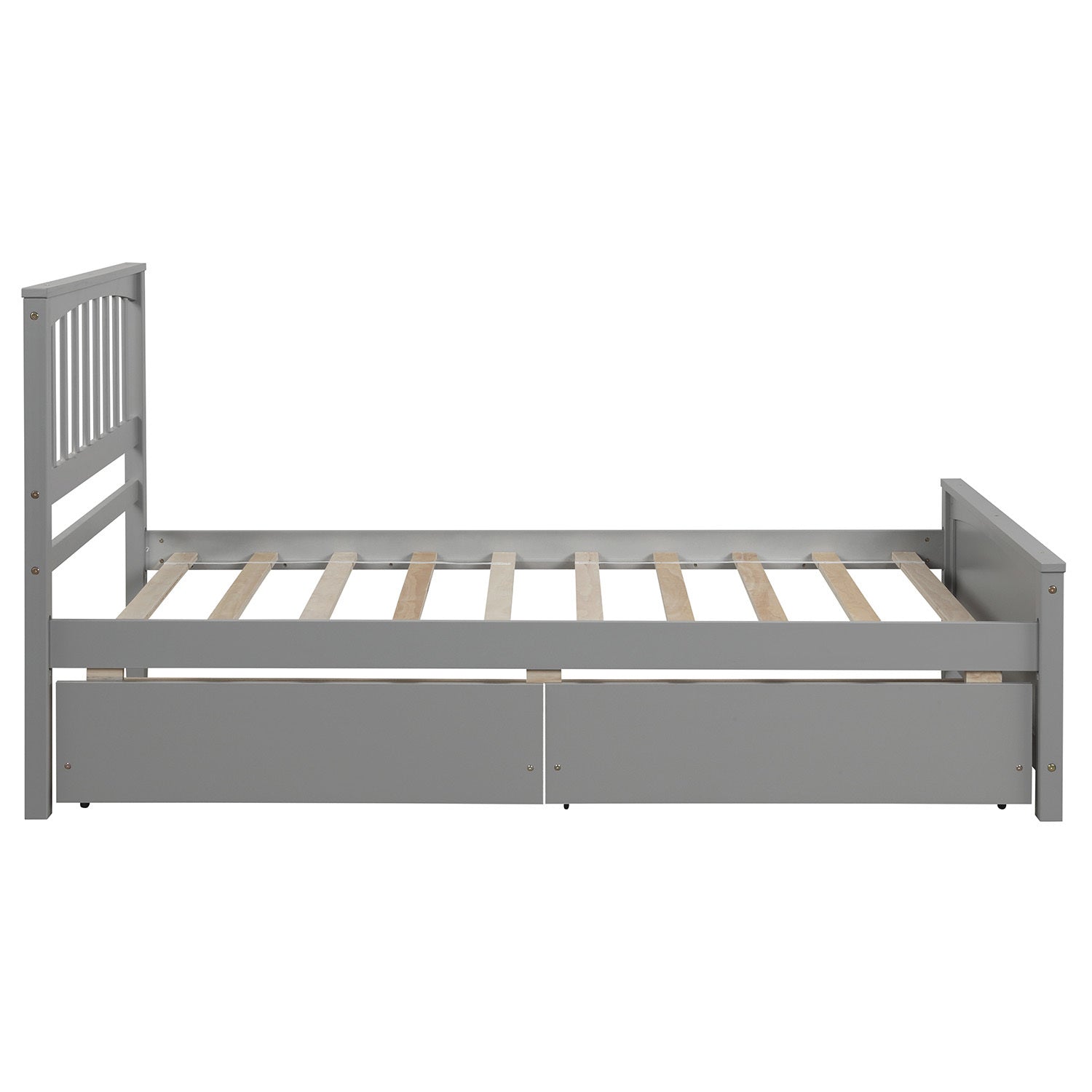 HAOYYE Twin Platform Bed with Two Drawers, Sturdy Space-Saving Heavy Duty Modern Design, Gray, Ideal for Adults and Dorm Rooms, Easy Assembly, Contemporary Bedroom Furniture