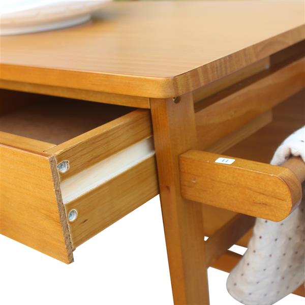 HAOYYE Square Solid Wood Folding Dining Cart with 2 Free Stools, Expandable Drop Leaf Tabletop, 2 Storage Drawers, Rolling Kitchen Island with Push Handle, Space-Saving Mobile Dining Solution for Home