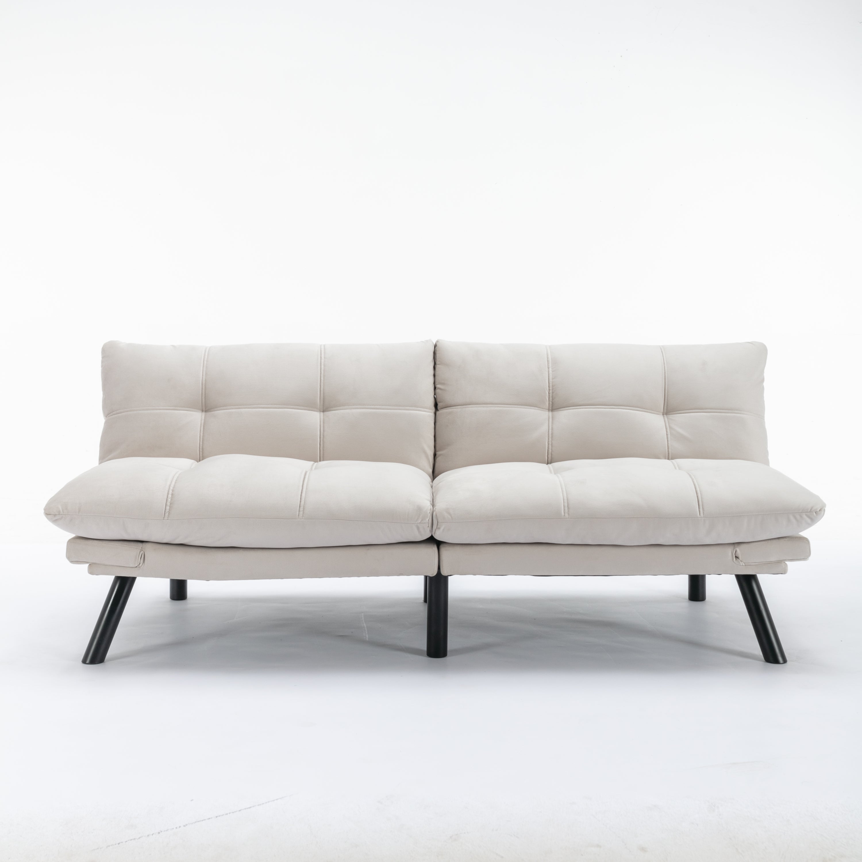 HAOYYE Cream Convertible Folding Modern sofa Bed Sturdy Space-Saving Heavy Duty Modern Design Adults Dorm Room Easy Assembly Bedroom Furniture
