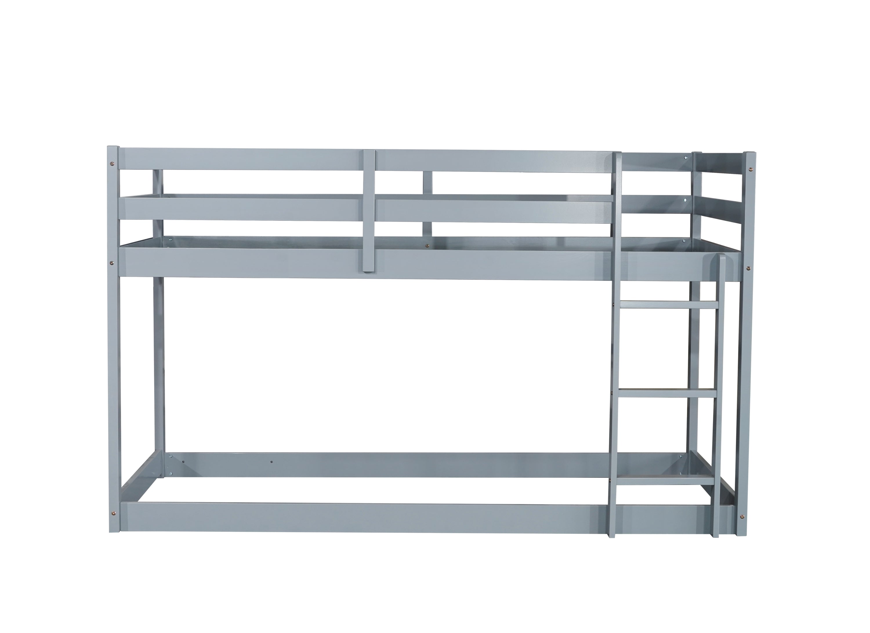 HAOYYE Solid Wooden, Solid Rubber Wooden Twin over Twin Loft Bed with Ladder, with Bed Platform of Strengthened Slats , Grey Sturdy Space-Saving Heavy Duty Modern Design Adults Dorm Room Easy Assembly