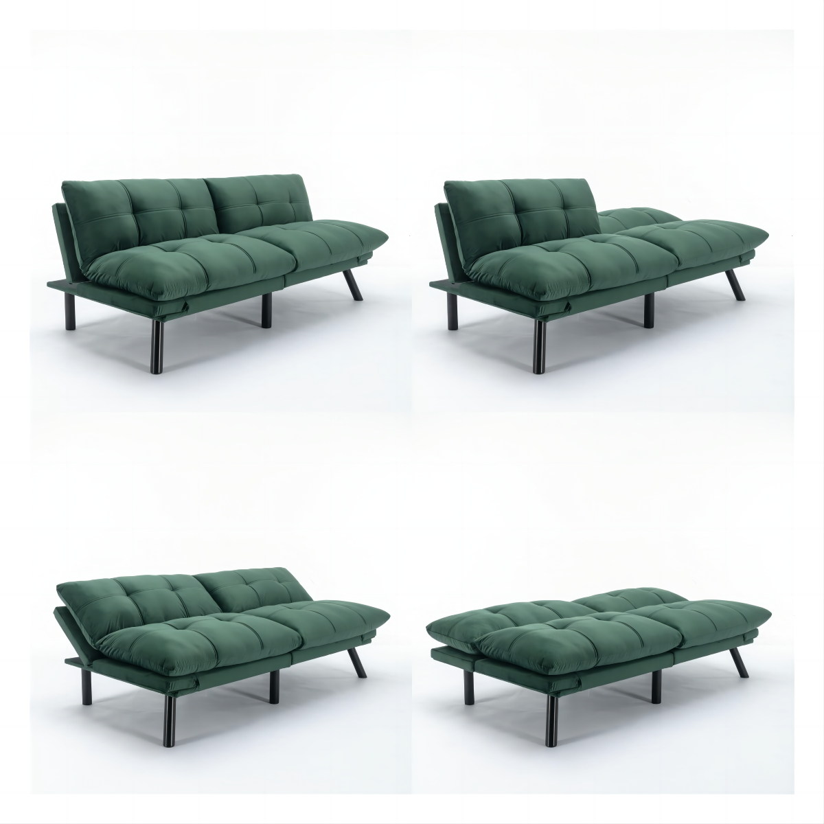 HAOYYE Emerald Convertible Folding Modern sofa Bed Sturdy Space-Saving Heavy Duty Modern Design Adults Dorm Room Easy Assembly Bedroom Furniture