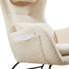HAOYYE Rocking Chair Nursery, Modern Rocking Chair with High Backrest Sturdy Space-Saving Heavy Duty Modern Design Adults Dorm Room Easy Assembly Bedroom Furniture