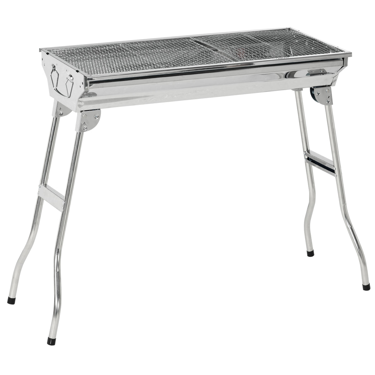 HAOYYE Portable Charcoal Grill Stainless Steel Folding BBQ Grill for Outdoor Cooking Tailgating Camping Picnic or Backyard Use with Grill Rack Pan Side Shelves and Hanging Hooks, Compact Travel-Friendly Barbecue Grill