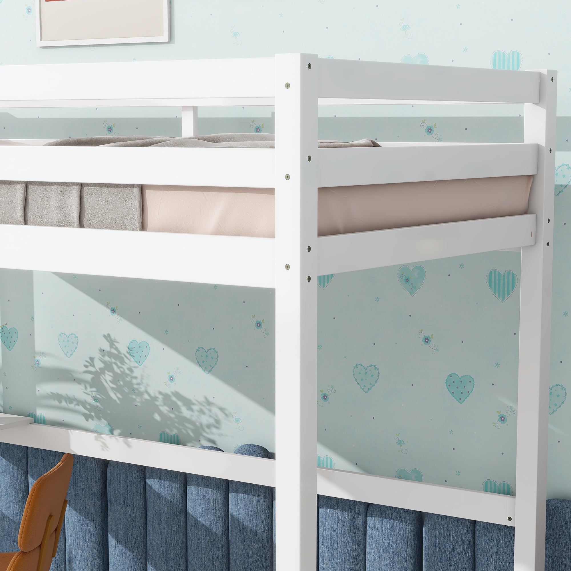 HAOYYE Twin High Loft Bed, Rubber Wood Loft Bed with Safety Guardrail, built-in desk, ladder,White Sturdy Space-Saving Heavy Duty Modern Design Adults Dorm Room Easy Assembly Bedroom Furniture