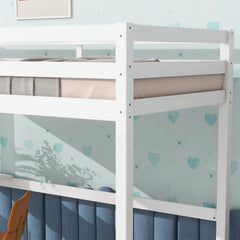 HAOYYE Twin High Loft Bed, Rubber Wood Loft Bed with Safety Guardrail, built-in desk, ladder,White Sturdy Space-Saving Heavy Duty Modern Design Adults Dorm Room Easy Assembly Bedroom Furniture