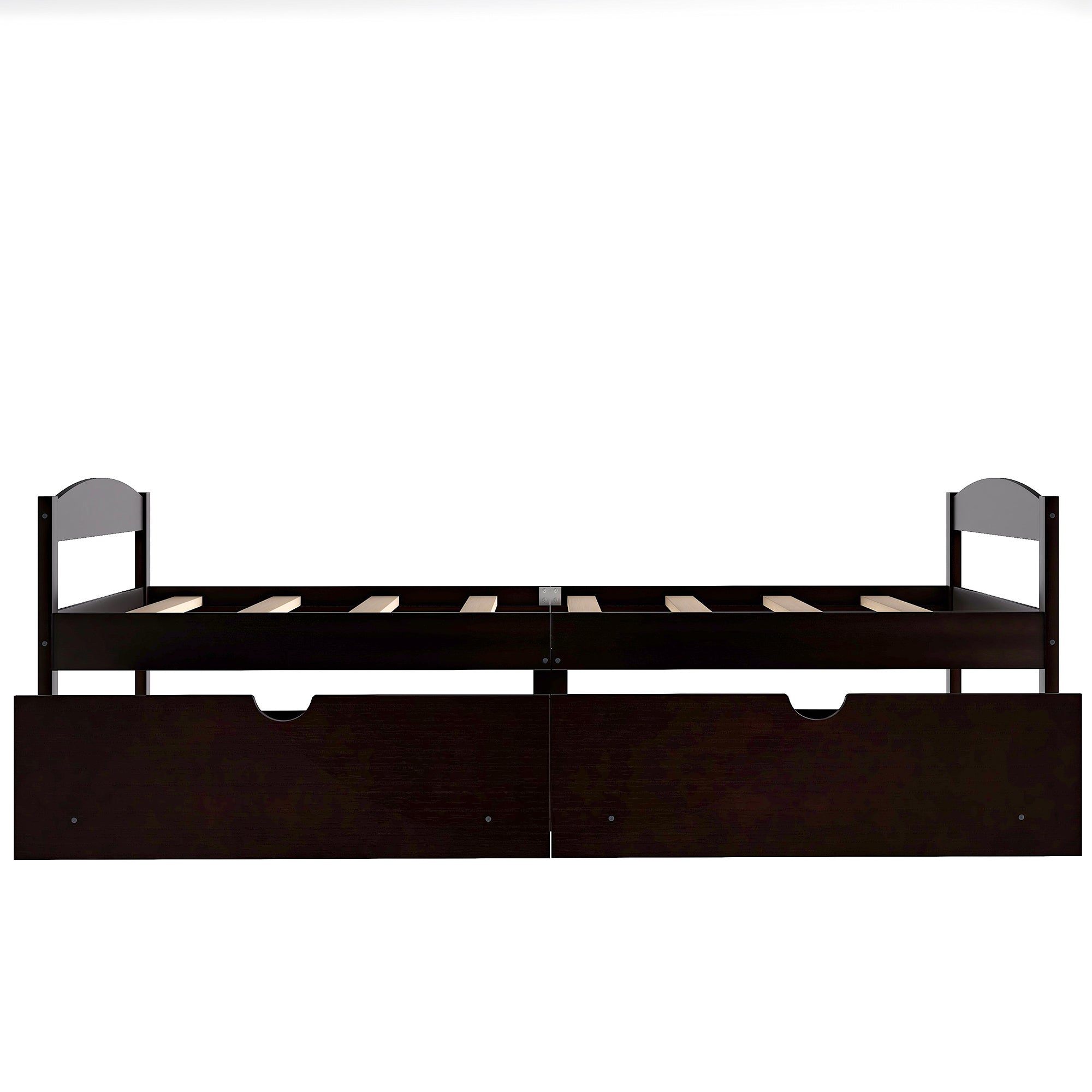 HAOYYE Twin Size Platform Bed with Two Storage Drawers, Espresso, Sturdy Space-Saving Design, Heavy Duty Construction, Easy Assembly, Durable and Stylish Home Furniture, Versatile for Bedroom Use
