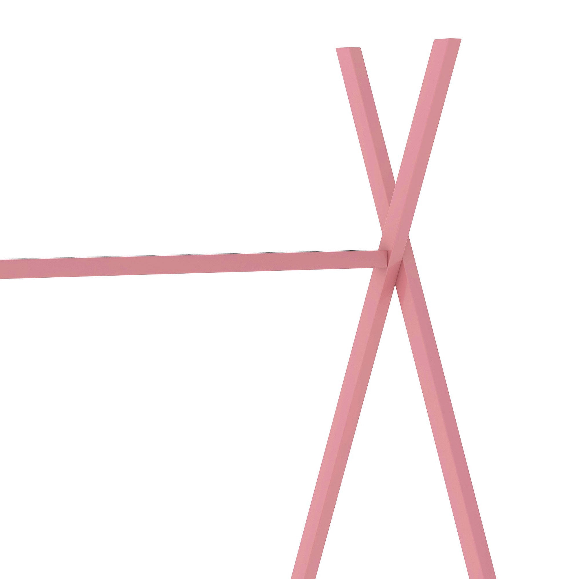 HAOYYE Metal Twin Size House Platform Bed with Triangle Structure, Pink Sturdy Space-Saving Heavy Duty Modern Design Adults Dorm Room Easy Assembly Bedroom Furniture