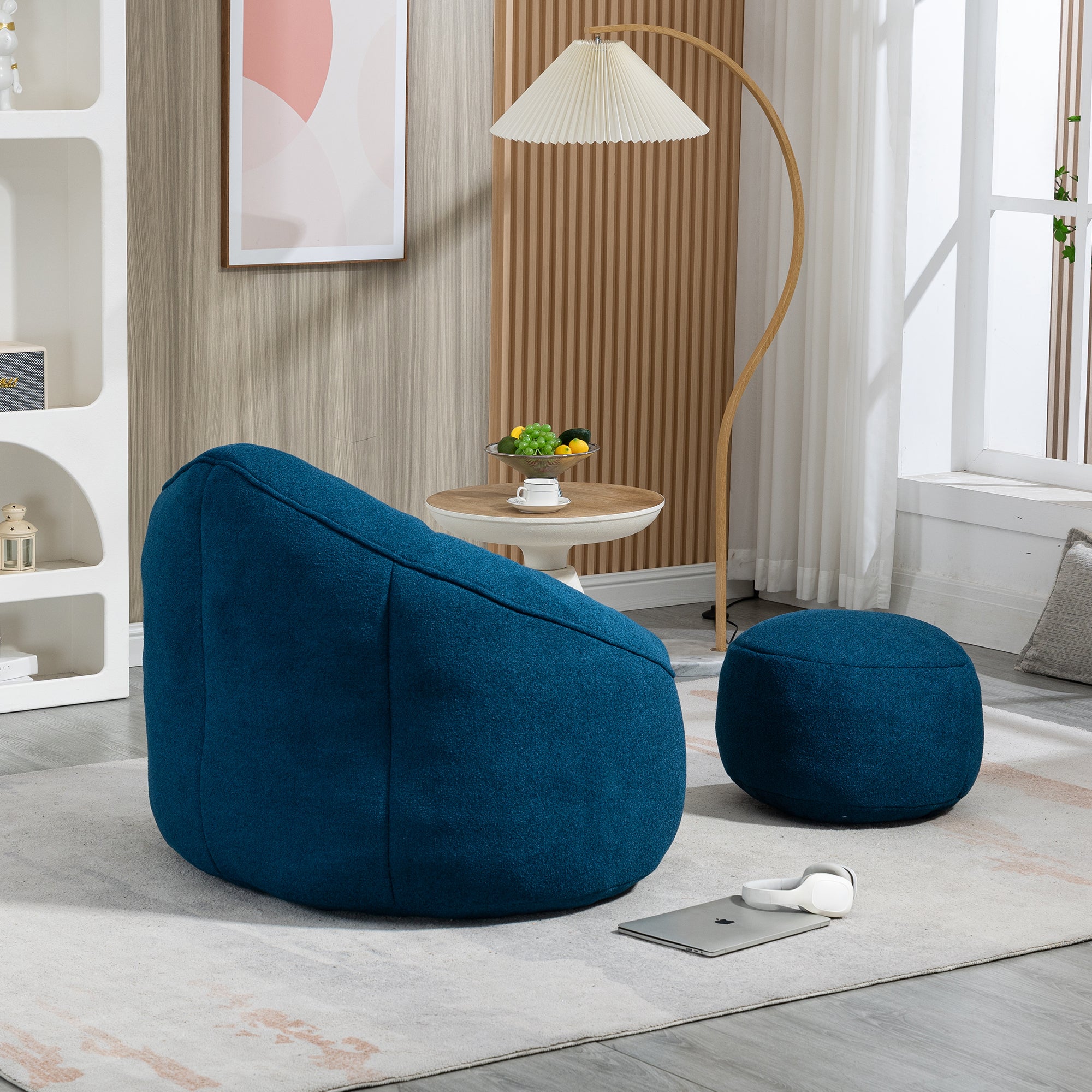 HAOYYE Bedding Bean Bag Sofa Chair High Pressure Foam Bean Bag Chair Adult Material with Padded Foam Padding Compressed Bean Bag With Footrest Sturdy Space-Saving Heavy Duty Modern Design Adults