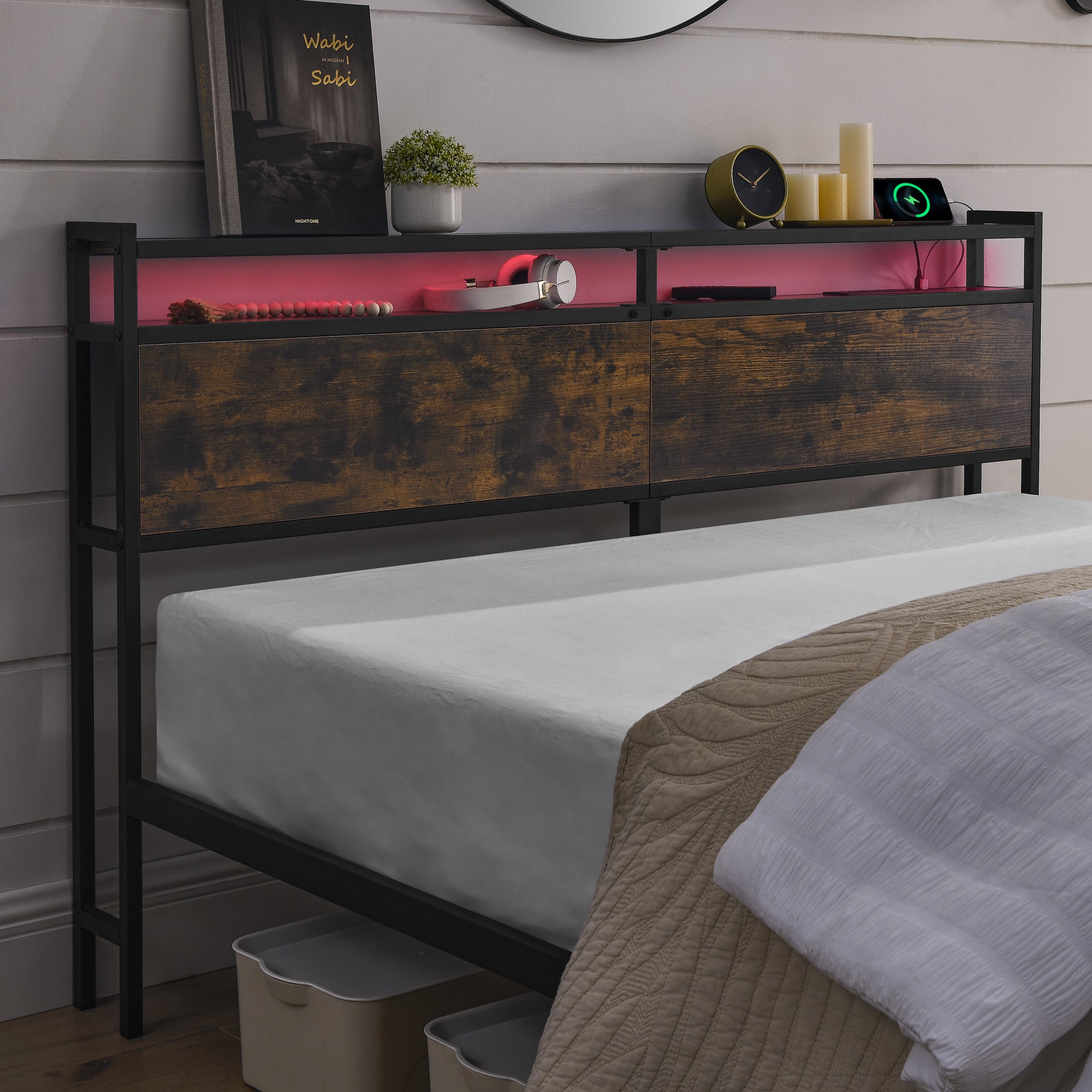 HAOYYE iron bed frame, metal bed frame, wrought iron bed frame, iron platform bed frame, iron canopy bed frame, iron twin bed frame, iron queen bed frame, iron double bed frame, iron sin Sturdy Space-Saving