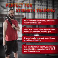 HAOYYE Fitness Bar Bell Iron Hammer Club for Strength Training Wrist and Forearm Exercise Full Body Conditioning and Functional Fitness Equipment for Home and Gym Workouts