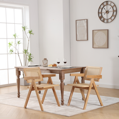 HAOYYE Hengming Cane solid wood dining chair, hand made cane armchair, suitable for living room, dining room, balcony, garden leisure armchair,set of 2 Sturdy Space-Saving Heavy Duty Modern Design