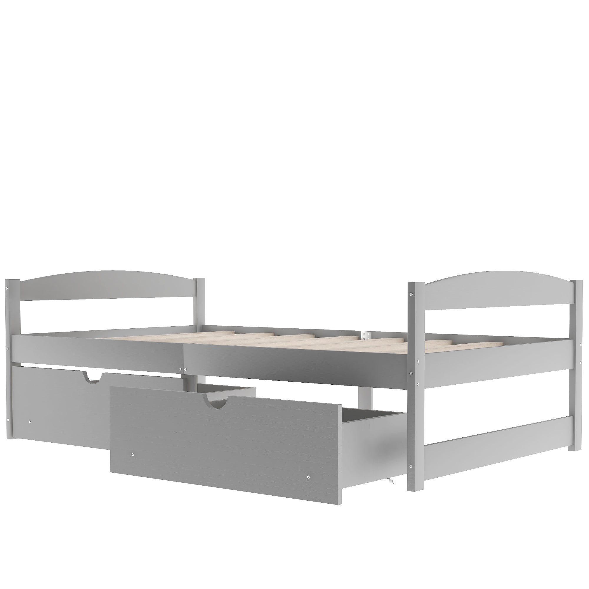 HAOYYE Twin Platform Bed with Two Drawers, Gray, Sturdy Space-Saving Design, Heavy Duty Construction, Easy Assembly, Durable and Stylish Home Furniture