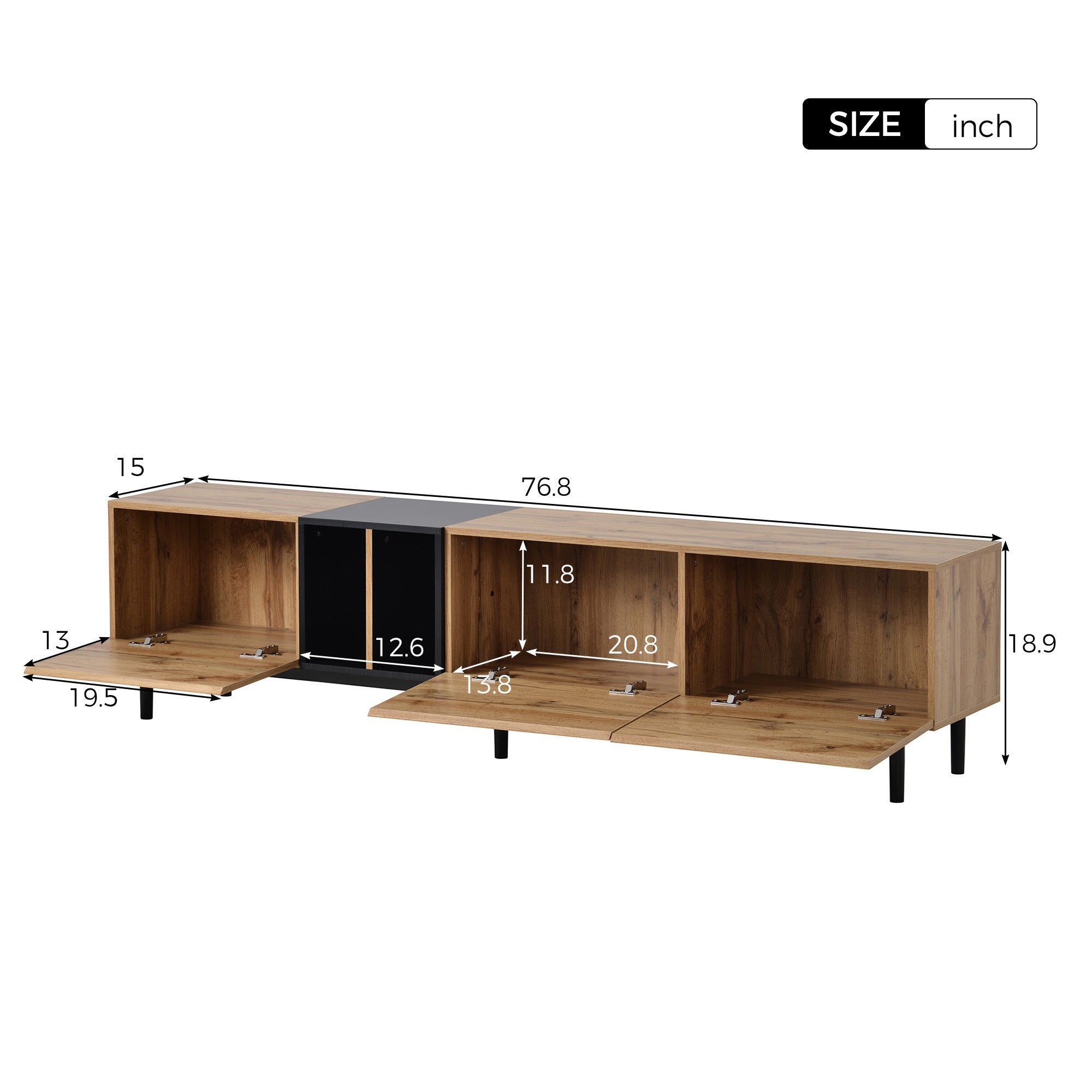 HAOYYE Modern TV Stand for 80'' TV with 3 Doors, Media Console Table, Entertainment Center with Large Storage Cabinet for Living Room, Bedroom Sturdy Space-Saving Heavy Duty Modern Design Adults