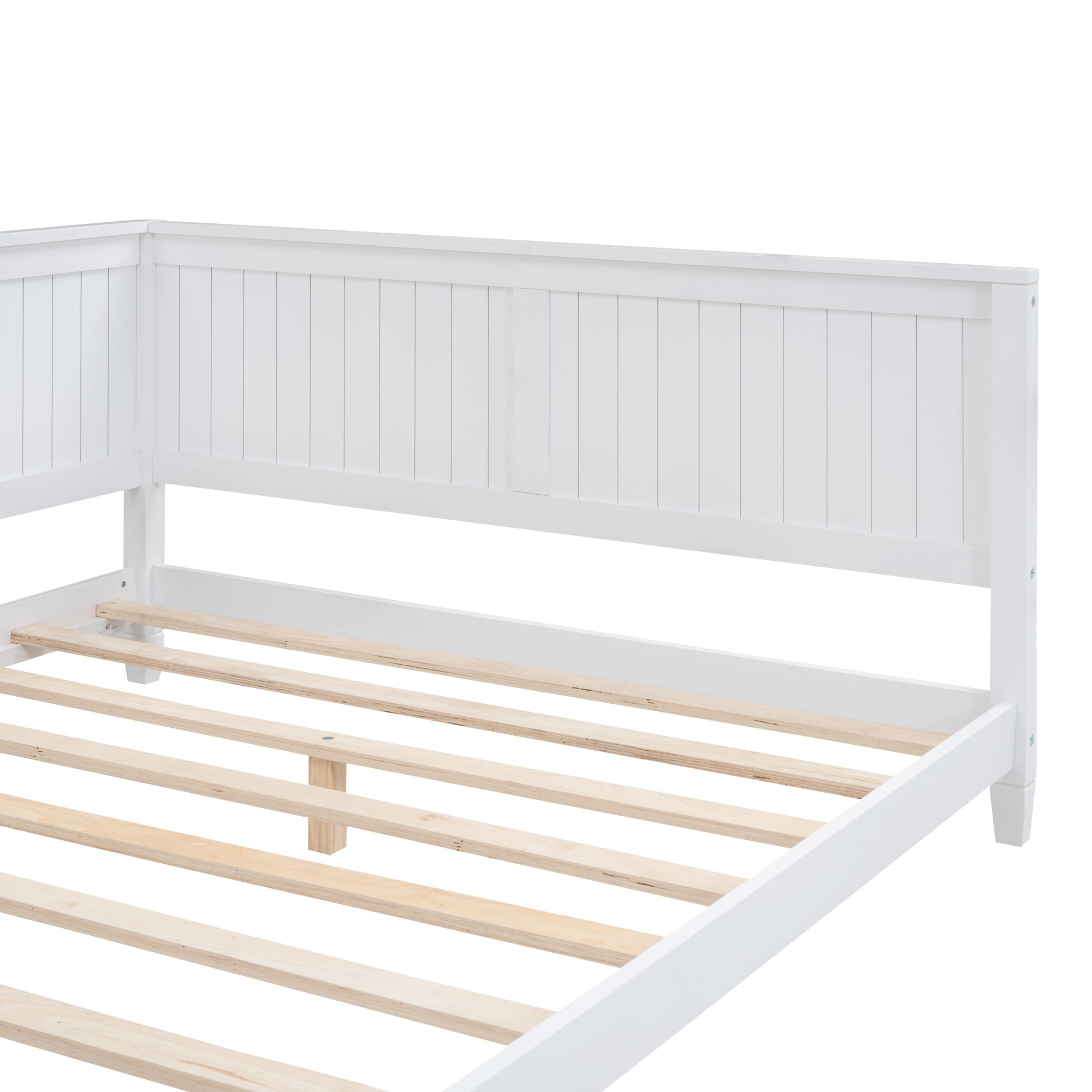 HAOYYE Full Size Wood Daybed/Sofa Bed, White Sturdy Space-Saving Heavy Duty Modern Design Adults Dorm Room Easy Assembly Bedroom Furniture