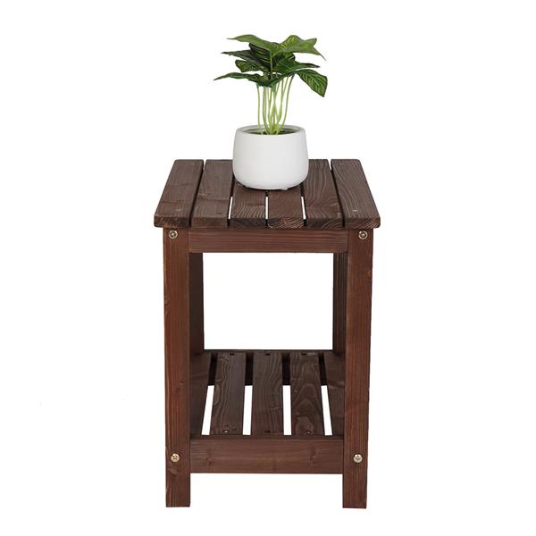 HAOYYE Outdoor Rectangular Wood Side Table for Patio Garden Balcony and Porch, Modern Accent Table with Slatted Top and Sturdy Legs, Weather Resistant End Table for Outdoor Living Room or Lounge Furniture Setup