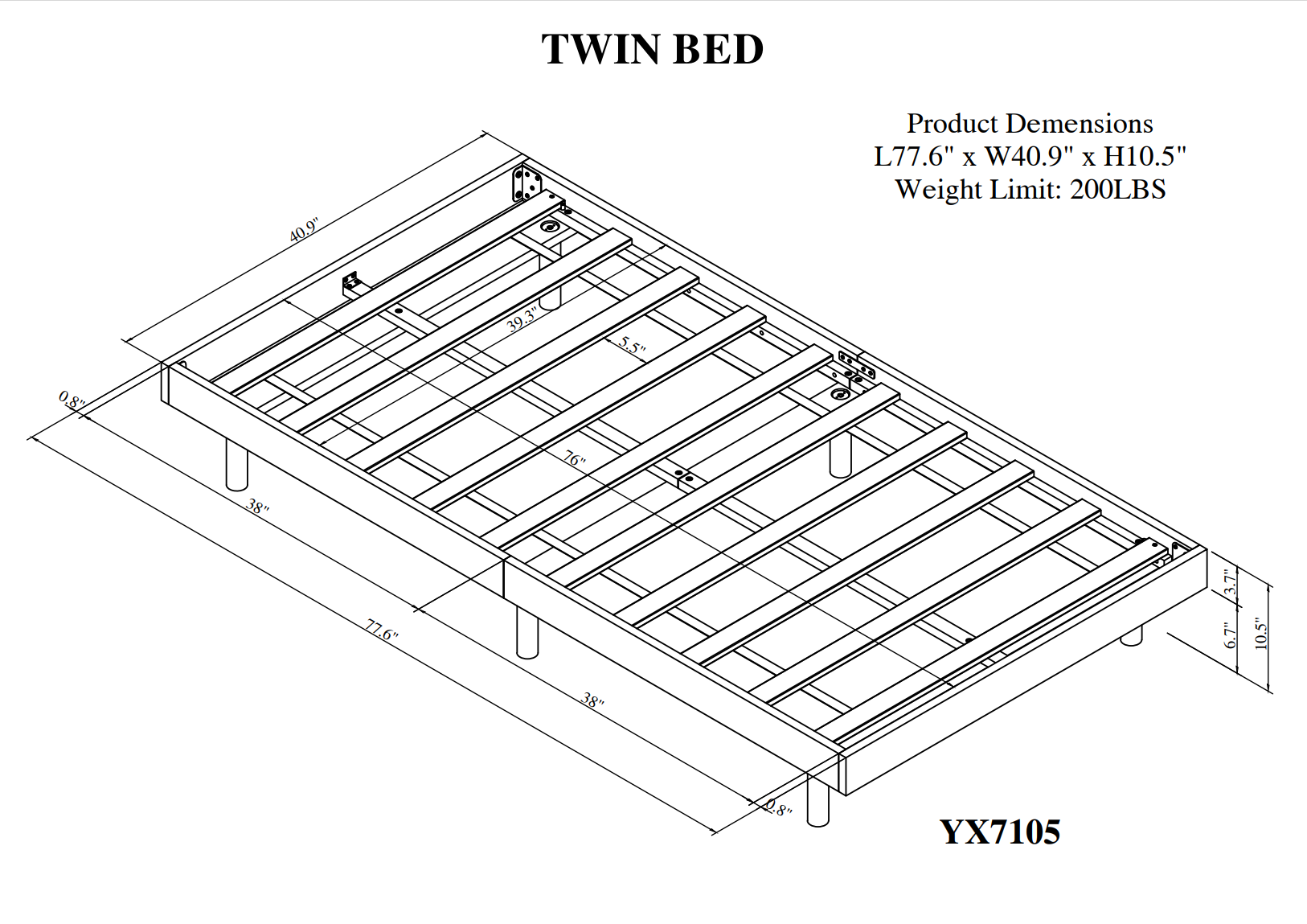 HAOYYE Modern Design Twin Size Floating Platform Bed Frame for White Washed Color Sturdy Space-Saving Heavy Duty Easy Assembly Durable Stylish Home Furniture Versatile