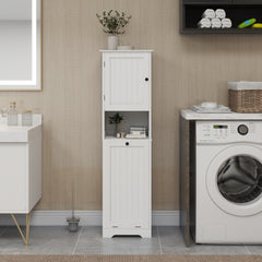 Haoyye One-Compartment Tilt-Out Laundry Sorter Cabinet, Modern Space-Saving Storage Unit with Removable Bag and Top Shelf, Sturdy MDF Construction with UV Finish, Stylish Organizer for Bathroom, Bedroom, or Laundry Room, Easy Assembly