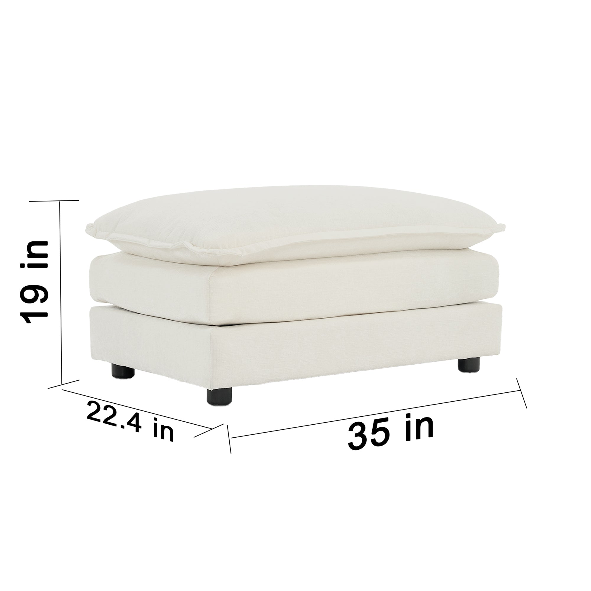 HAOYYE Chenille Fabric Ottoman Footrest to Pair with 2-Seater, 3-Seater, and 4-Seater Sofas, White Chenille Sturdy Space-Saving Heavy Duty Modern Design for Adults Dorm Room Easy Assembly
