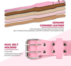 HAOYYE Leather Weight Lifting Belt for Men and Women with 4 Inch Padded Lumbar Support Durable Gym Belt for Powerlifting Deadlifts Cross Training and Squat Workouts for Enhanced Strength and Stability