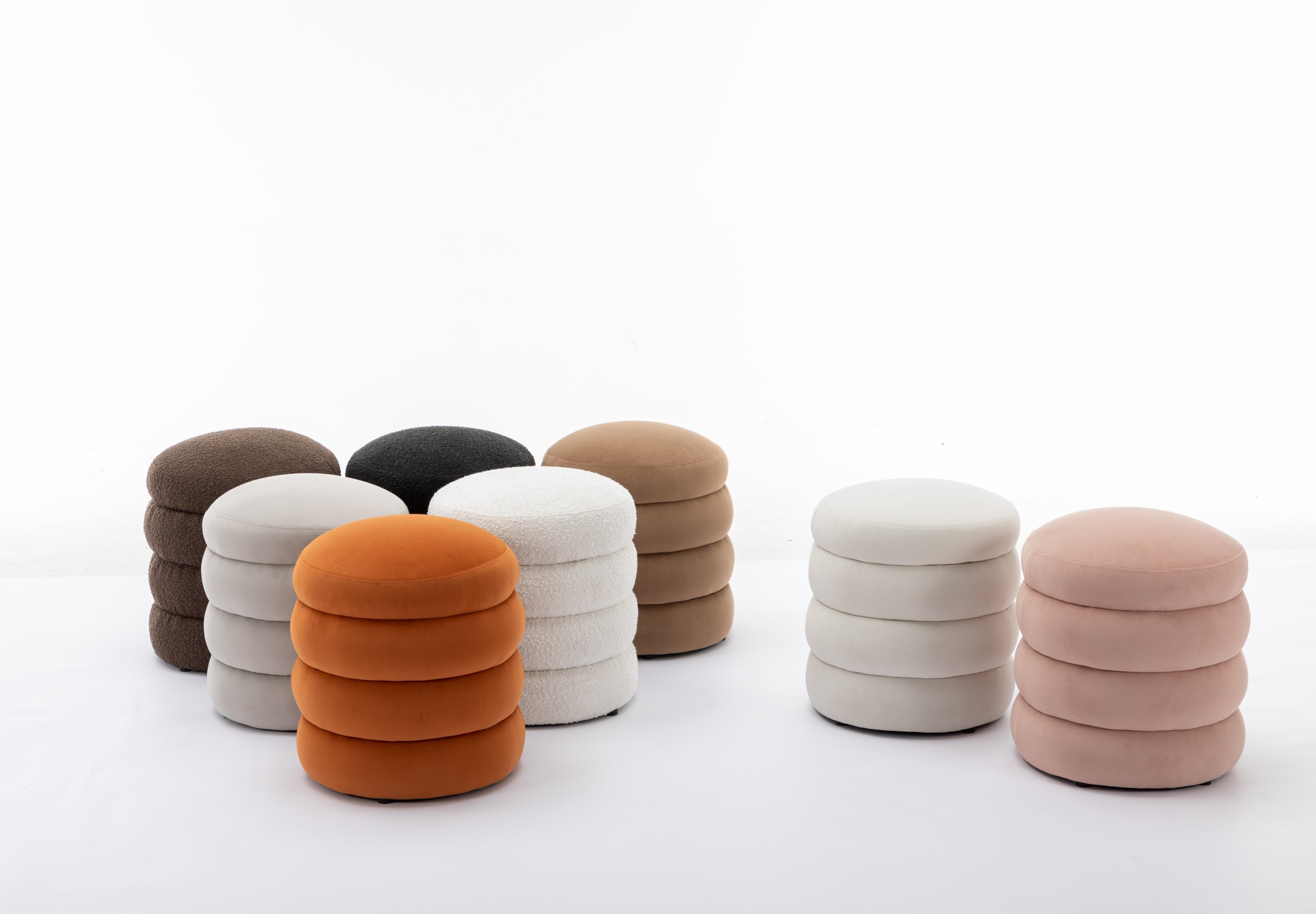 Haoyye Velvet Round Ottoman Footrest Stool, Soft Foam Padded Upholstered Footstool with Wooden Frame, Modern Space-Saving Accent Ottoman for Living Room, Bedroom, or Entryway, No Assembly Needed, Comfortable and Versatile Home Furniture