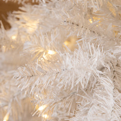 HAOYYE 6' Tall Prelit Christmas Tree Douglas Fir Artificial Christmas Tree with Realistic Branches, 250 Warm White LED Lights and 1000 Tips, White Sturdy Space-Saving Heavy Duty Modern Design