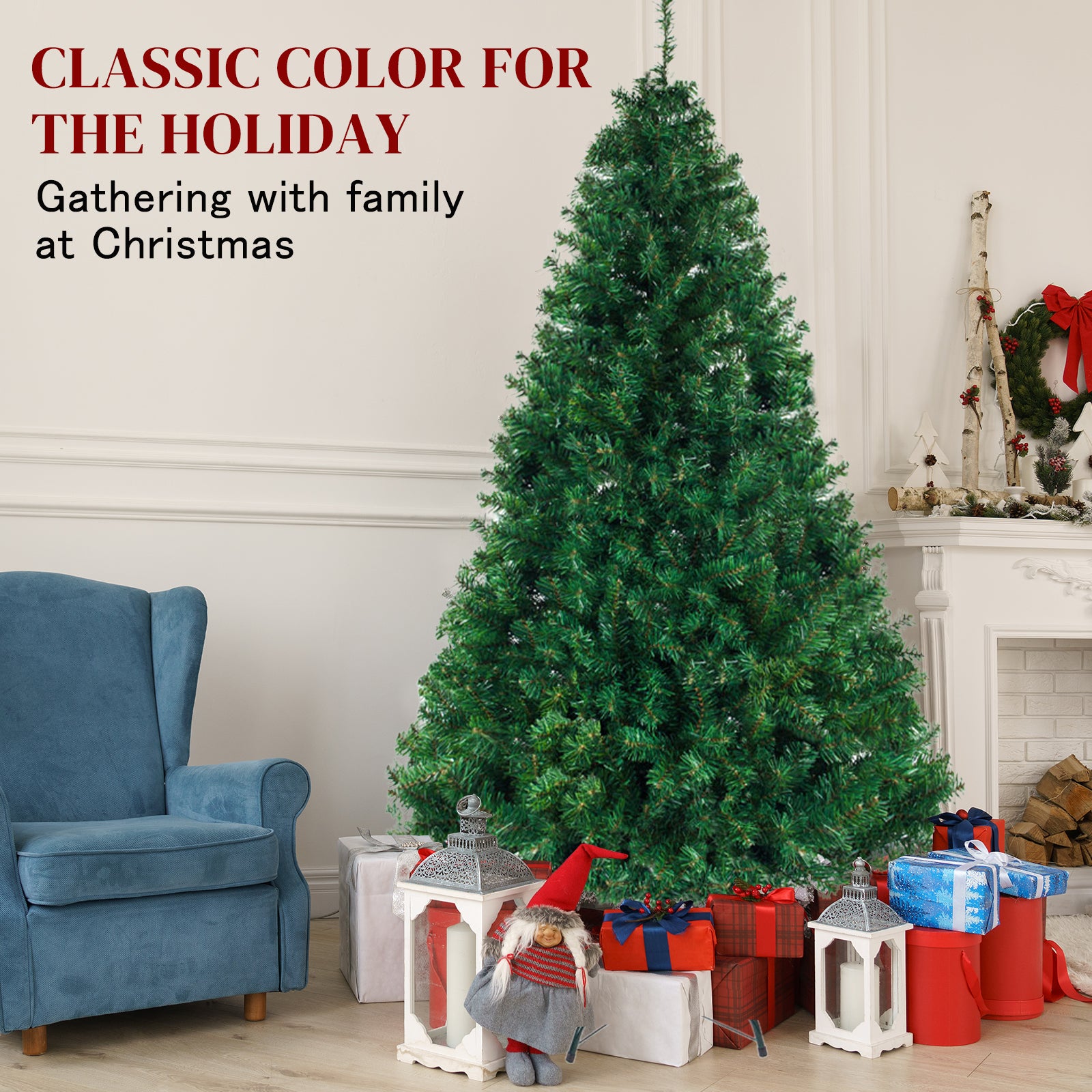 HAOYYE Green 6ft Artificial Christmas Tree with 1050 Branches, Realistic PVC Needles, Sturdy Metal Base with 3 Screws for Stability, Easy Assembly Holiday Decoration for Home, Office, and Event Celebrations