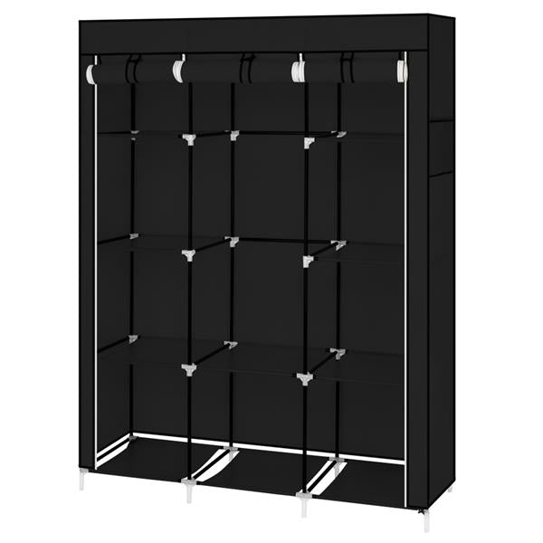HAOYYE 67" Portable Closet Organizer with 10 Shelves, Easy to Assemble, Durable Black Space-Saving Wardrobe Storage for Clothes, Shoes, and Accessories, Modern Design for Bedroom, Closet, and Living Room