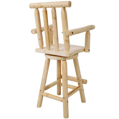 HAOYYE Rustic Bar Stool - Fir Wood Construction, Chair with Footrest,Wide Armrest, Rustic Kitchen Stool, Tall Bistro Chair for Dining Room, Restaurant, Pub, 4-Foot,Light brown color Sturdy Space-Saving
