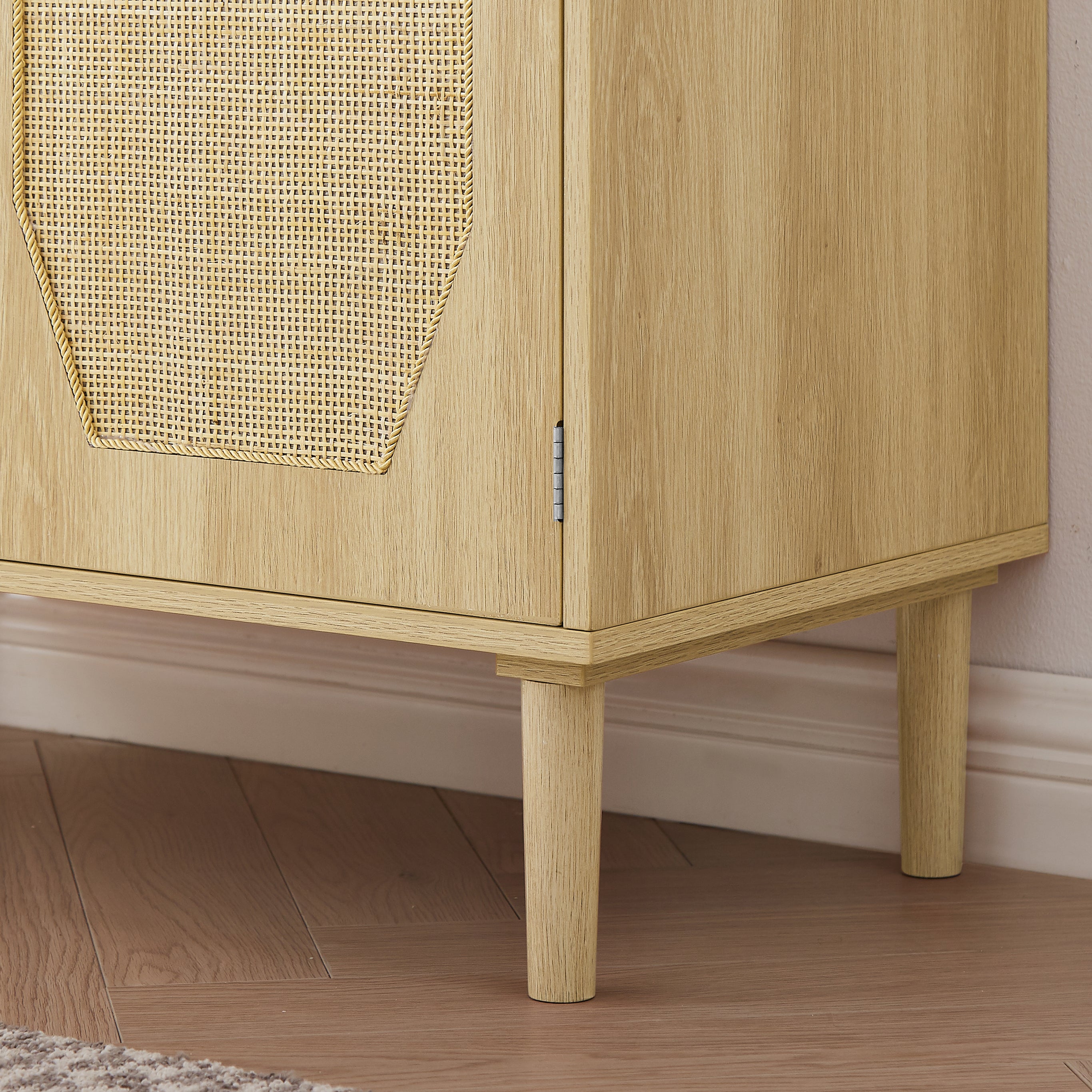 HAOYYE Kitchen storage cabinets with rattan decorative doors, buffets, wine cabinets, dining rooms, hallways, cabinet console tables, Natural, Sturdy Space-Saving Heavy Duty
