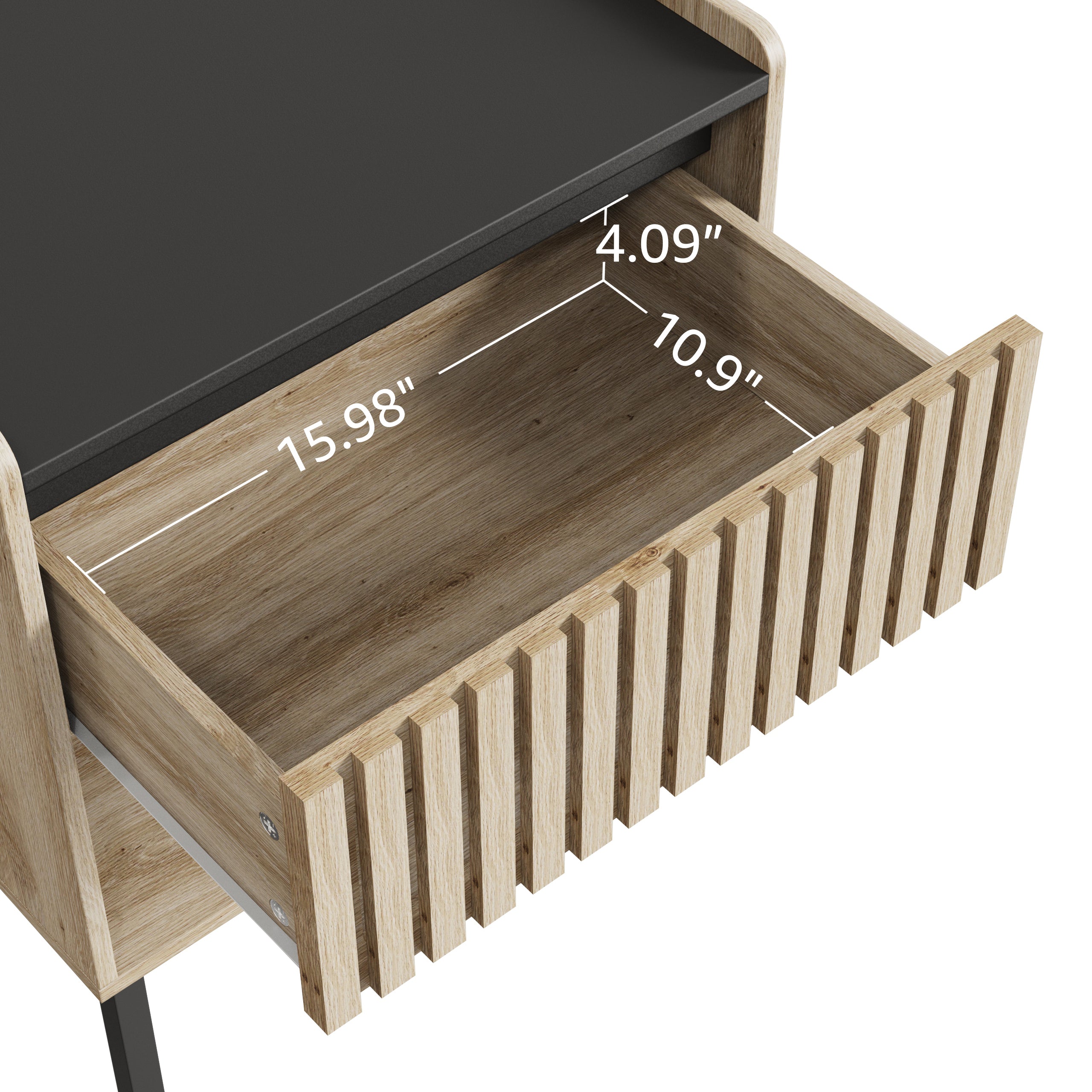 HAOYYE Set of 2 Bedside Cabinets, Modern Nightstands, Quick Assembly, Minimalist Iron Legs, Vertical Stripe Design, Sturdy Space-Saving Heavy Duty Construction, Ideal for Contemporary Homes