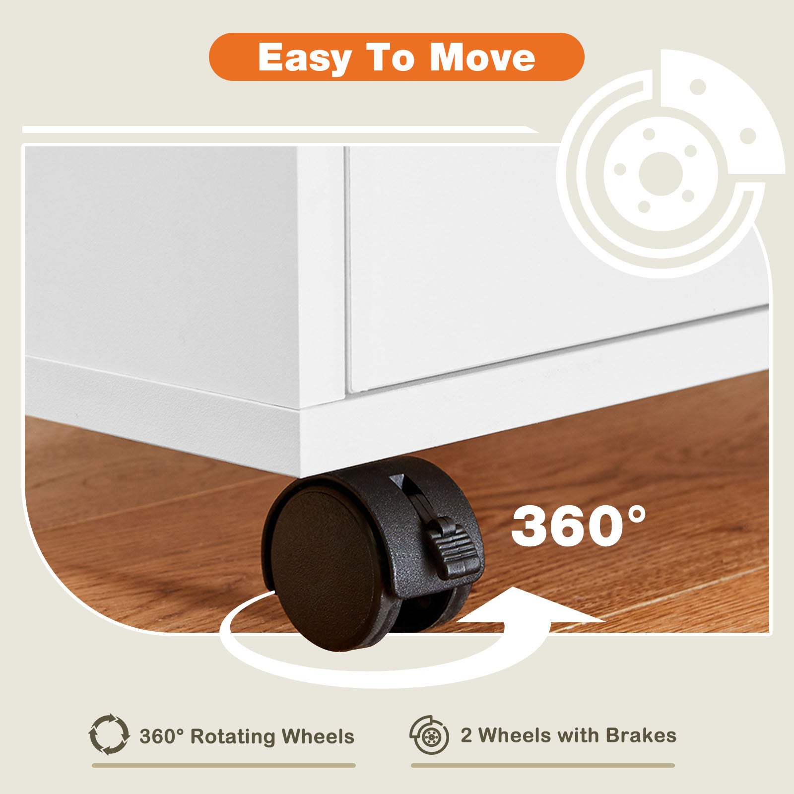 HAOYYE 5-Drawer Mobile Storage Cabinet, Sturdy Wooden Organizer Chest with Wheels, Modern Space-Saving Design, Heavy Duty Construction, Ideal for Office or Dorm Room Furniture