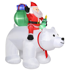 HAOYYE 6FT Inflatable Santa Claus Riding Polar Bear Decoration with 15W Power and 7 LED Lights, Holiday Yard Outdoor Christmas Decoration for Front Lawn Garden Festive Display Winter Party Décor