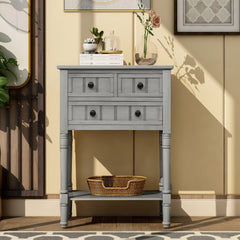 HAOYYE Slim Console Table With Three Drawers And Bottom Shelf, Narrow Sofa Table For Living Room, Modern Space-Saving Design, Heavy Duty Construction, Easy Assembly (Gray Wash)