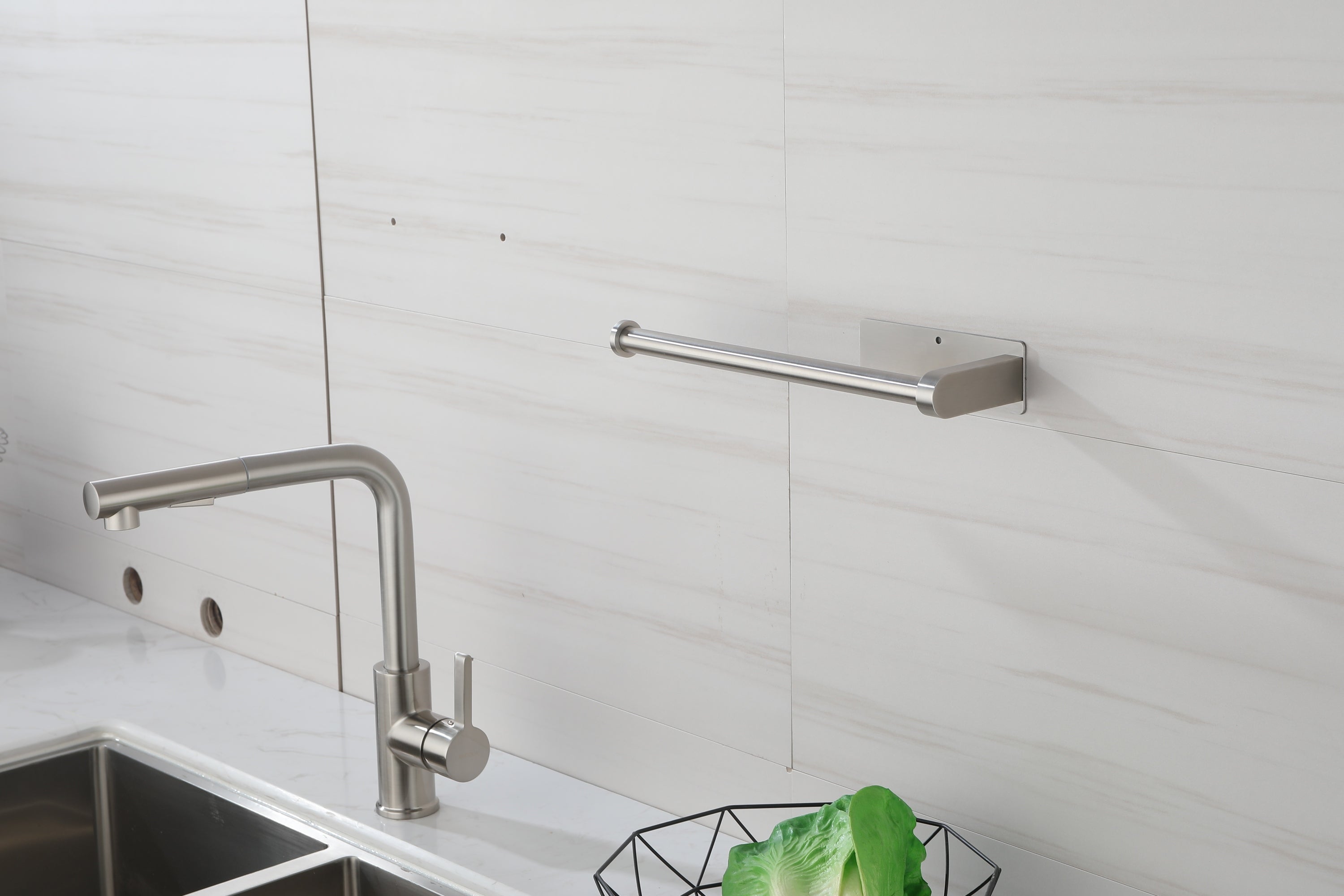 Haoyye Paper Towel Holder 2 Pack, 12 Inch Stainless Steel Under Cabinet Mount with Self-Adhesive or Screws, Space-Saving Paper Towel Rack for Kitchen, Bathroom, or Wall Use, Rustproof and Heavy Duty Towel Bar for Rolls or Wraps