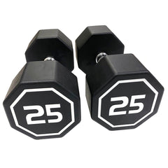 HAOYYE Premium 25 Lbs Set of 2 Octagonal Dumbbells with Chrome Plated Knurled Handles and Large Number Markings Durable RPE Coated Weights for Strength Training Push Ups Full Body Workouts and Home Gym Fitness Exercises