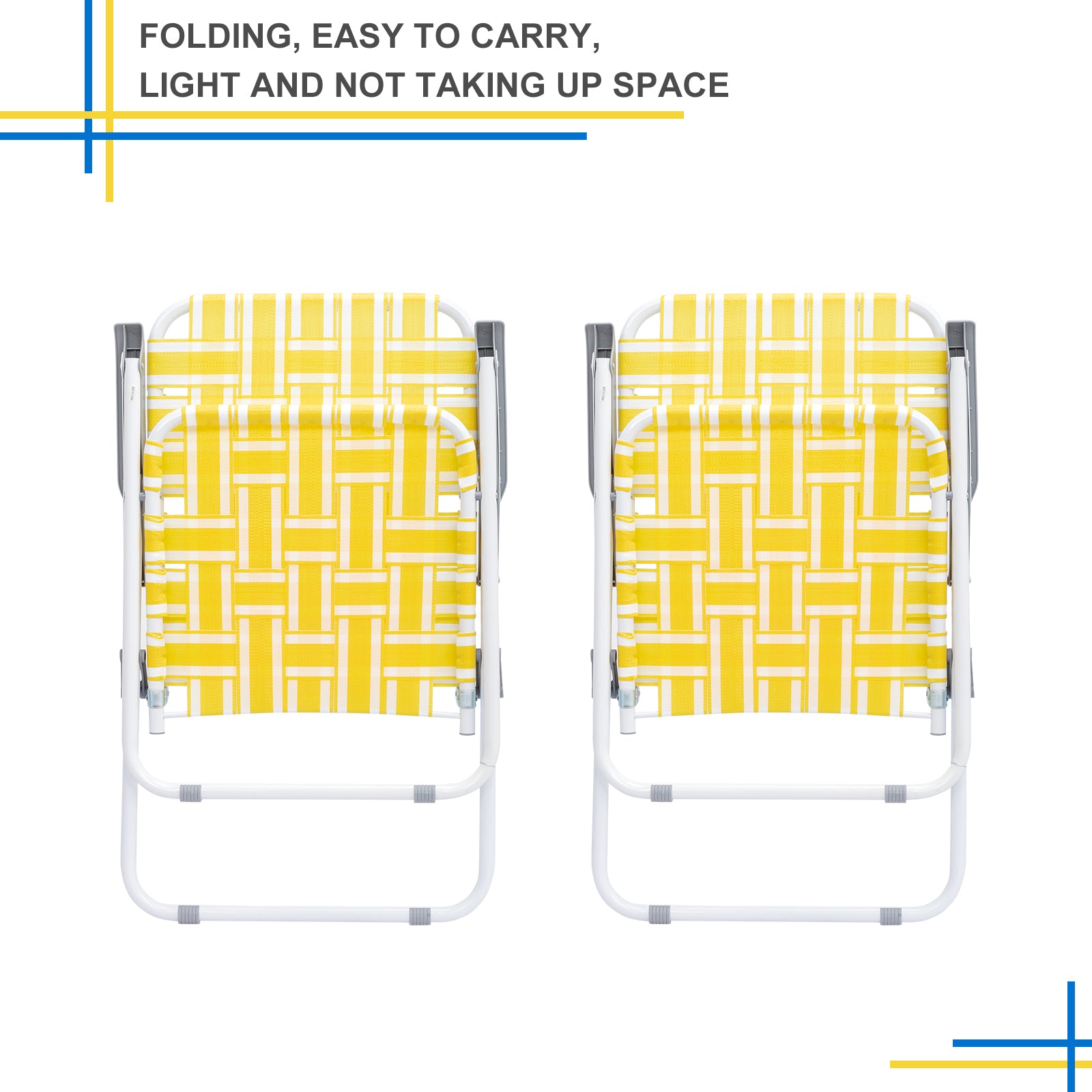 HAOYYE 2pcs Folding Beach Chairs, Steel Tube PP Webbing, Lightweight and Comfortable Chairs for Outdoor Relaxation, Ideal for Beach, Picnic, Camping, and Outdoor Activities