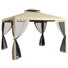 HAOYYE 9.6 x 11.6 ft Patio Gazebo Outdoor Canopy Shelter with Double Tier Roof and Netting, Steel Frame Pavilion for Backyard Garden Deck or Lawn, Heavy Duty Shade Tent for Outdoor Entertaining and Relaxation