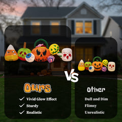 HAOYYE 8FT Halloween Inflatable Pumpkins, Eyeball, and Candy Yard Decoration, Blow-Up Outdoor Decor with Built-In LED Lights for Lawn, Garden, Indoor, and Holiday Party Display