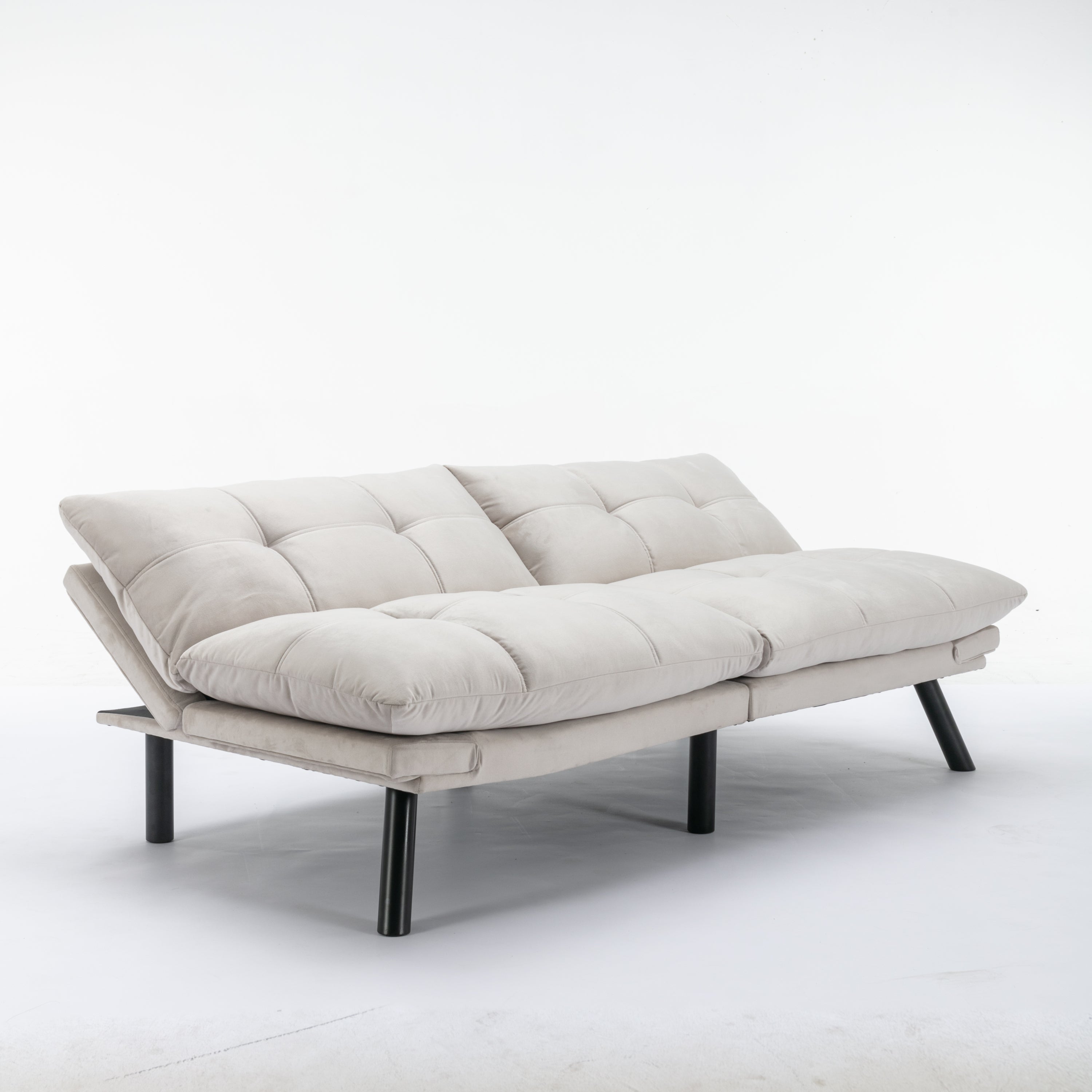 HAOYYE Cream Convertible Folding Modern sofa Bed Sturdy Space-Saving Heavy Duty Modern Design Adults Dorm Room Easy Assembly Bedroom Furniture