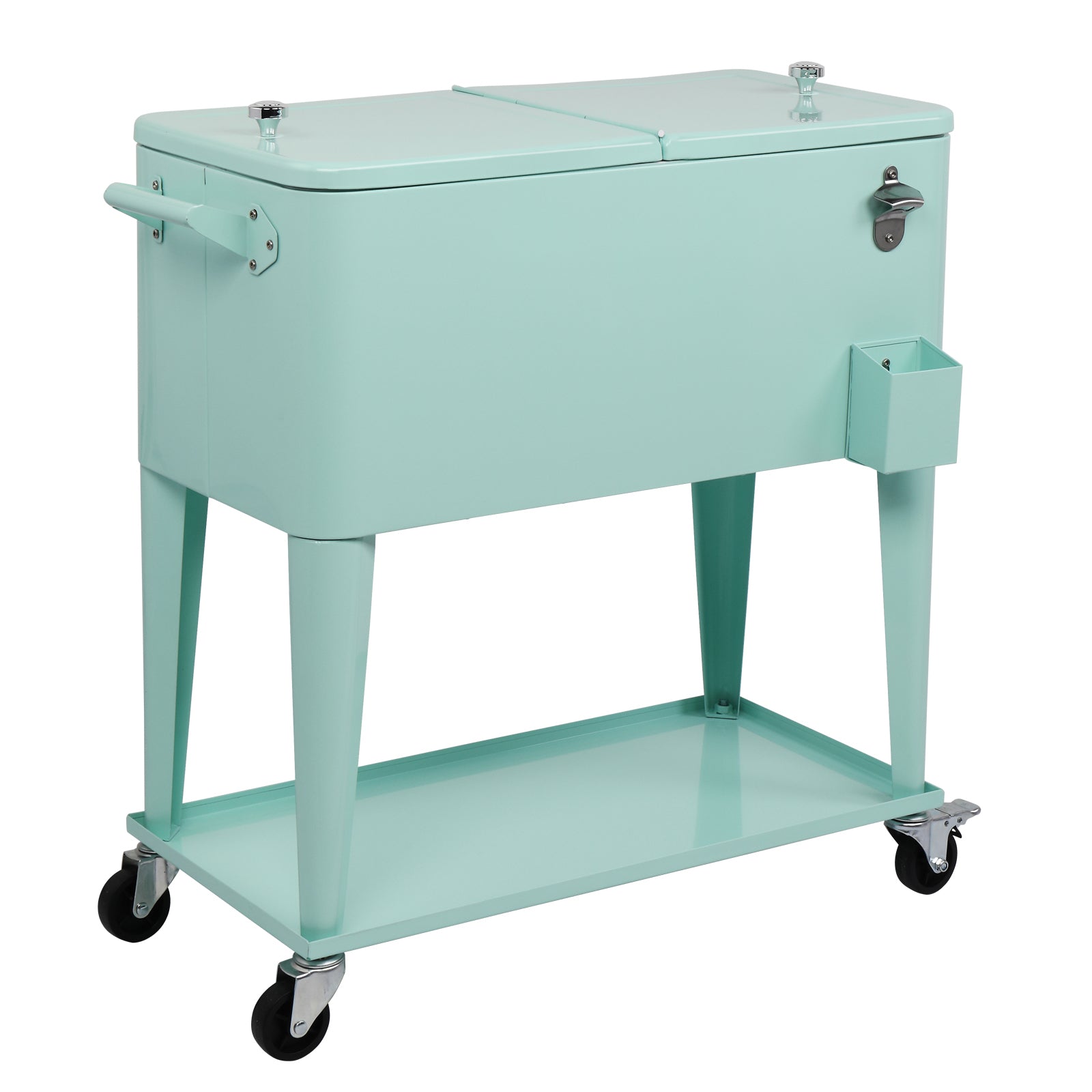 HAOYYE Rectangular Plastic Box Frozen Insulation Cart, 80QT Cooler with Drainage Cap, Bottle Opener, and Locking Casters, Ideal for Outdoor Events and Gatherings