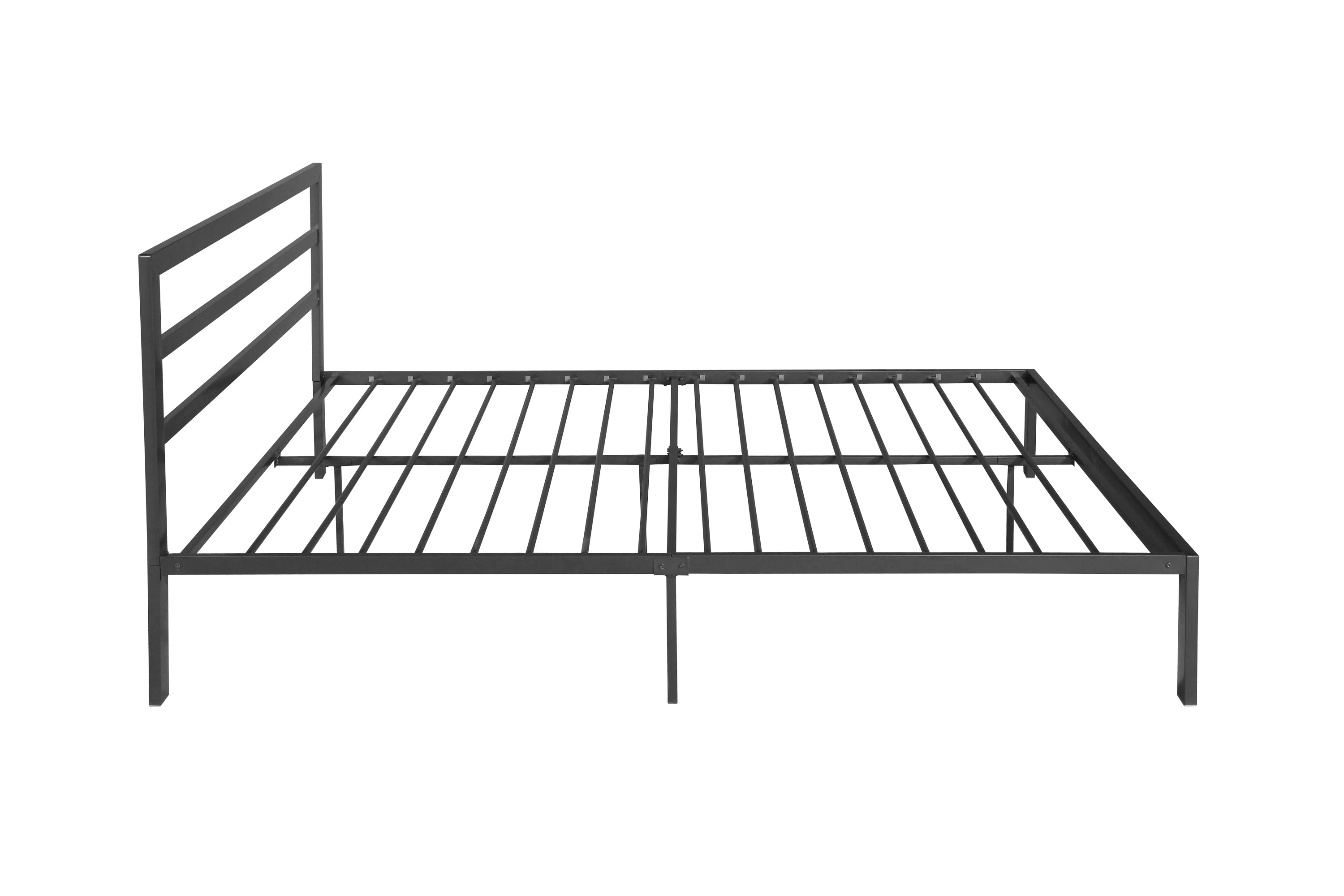 HAOYYE Queen Size Metal Bed Frame with Headboard Charcoal Grey Sturdy Space-Saving Heavy Duty Modern Design Easy Assembly Durable Stylish Home Furniture Versatile