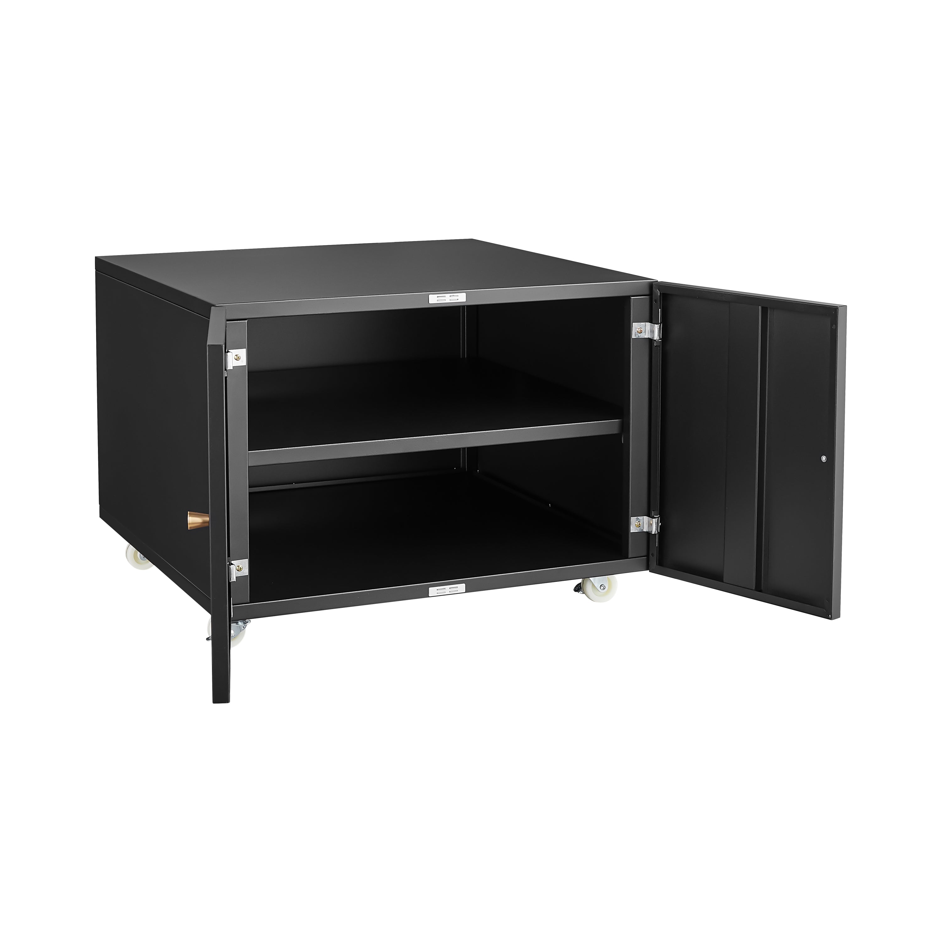 HAOYYE Steel Copier Cabinet with 2 Doors, Mobile Printer Stand with Adjustable Shelf, Locking Wheels, Sturdy Space-Saving Heavy Duty Office Furniture, Easy Assembly