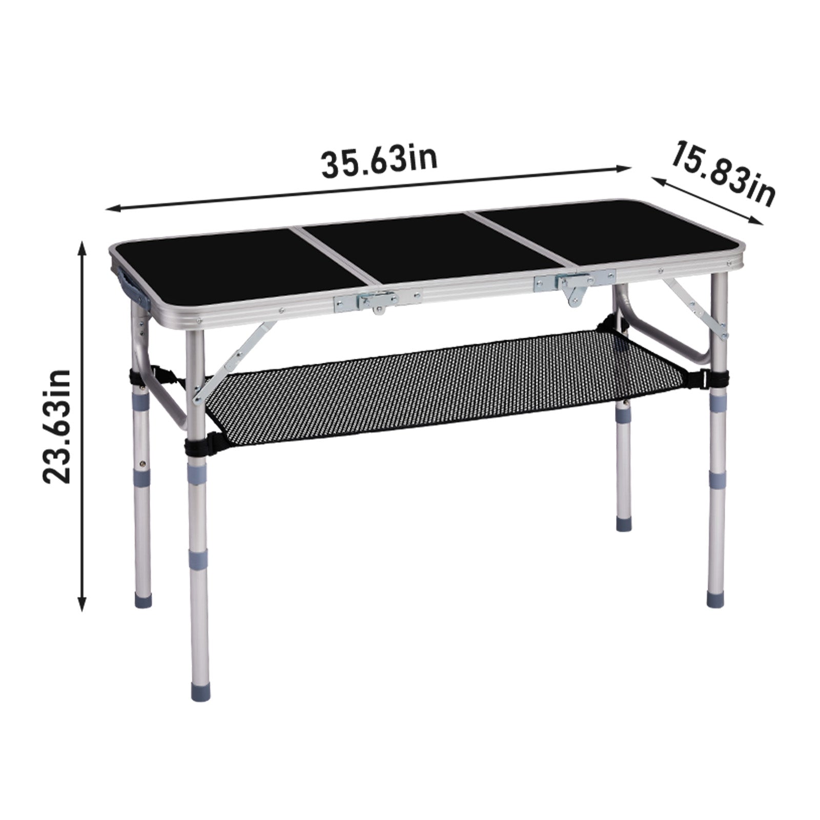 HAOYYE Black with 3 Adjustable Heights Outdoor Folding Camping Table, Portable Aluminum Foldable Patio Side Table, Lightweight and Durable Design with Carry Handle for Hiking, Picnic, BBQ, Beach, Indoor or Outdoor Use