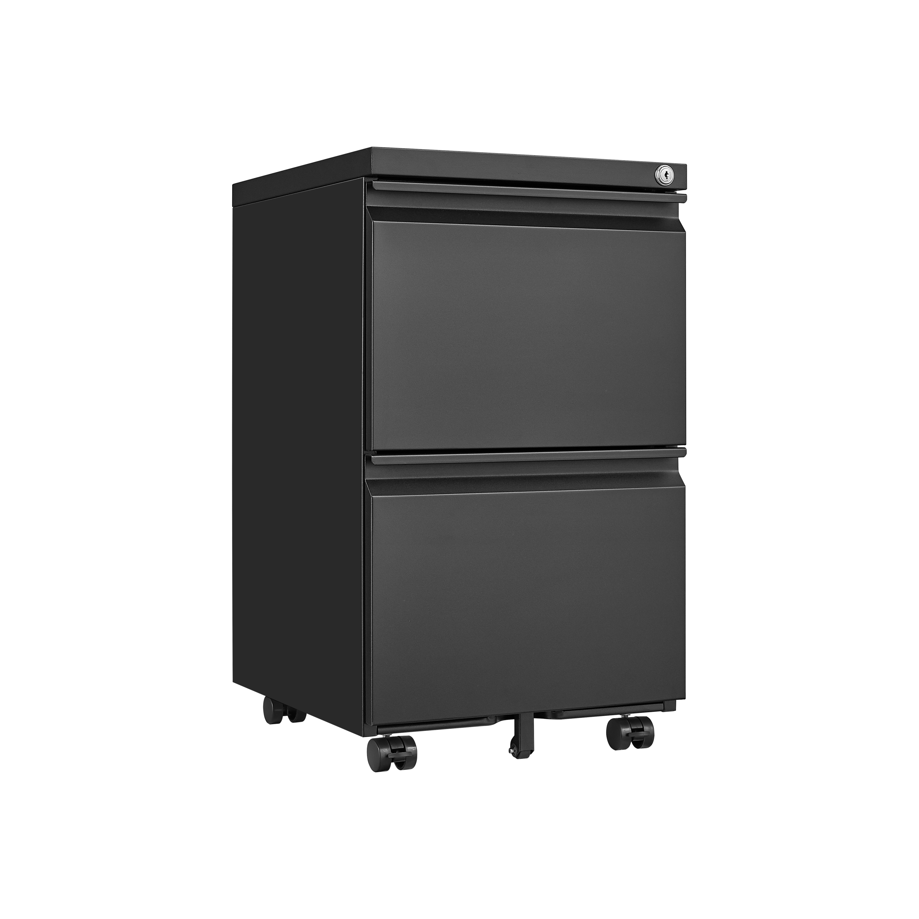 HAOYYE 2 Drawer File Cabinet with Lock, Mobile Metal Under Desk Rolling Filing Cabinet for Home Office, Fits Letter Legal A4 Size, Sturdy Heavy Duty Space Saving Design, Easy Assembly, Black