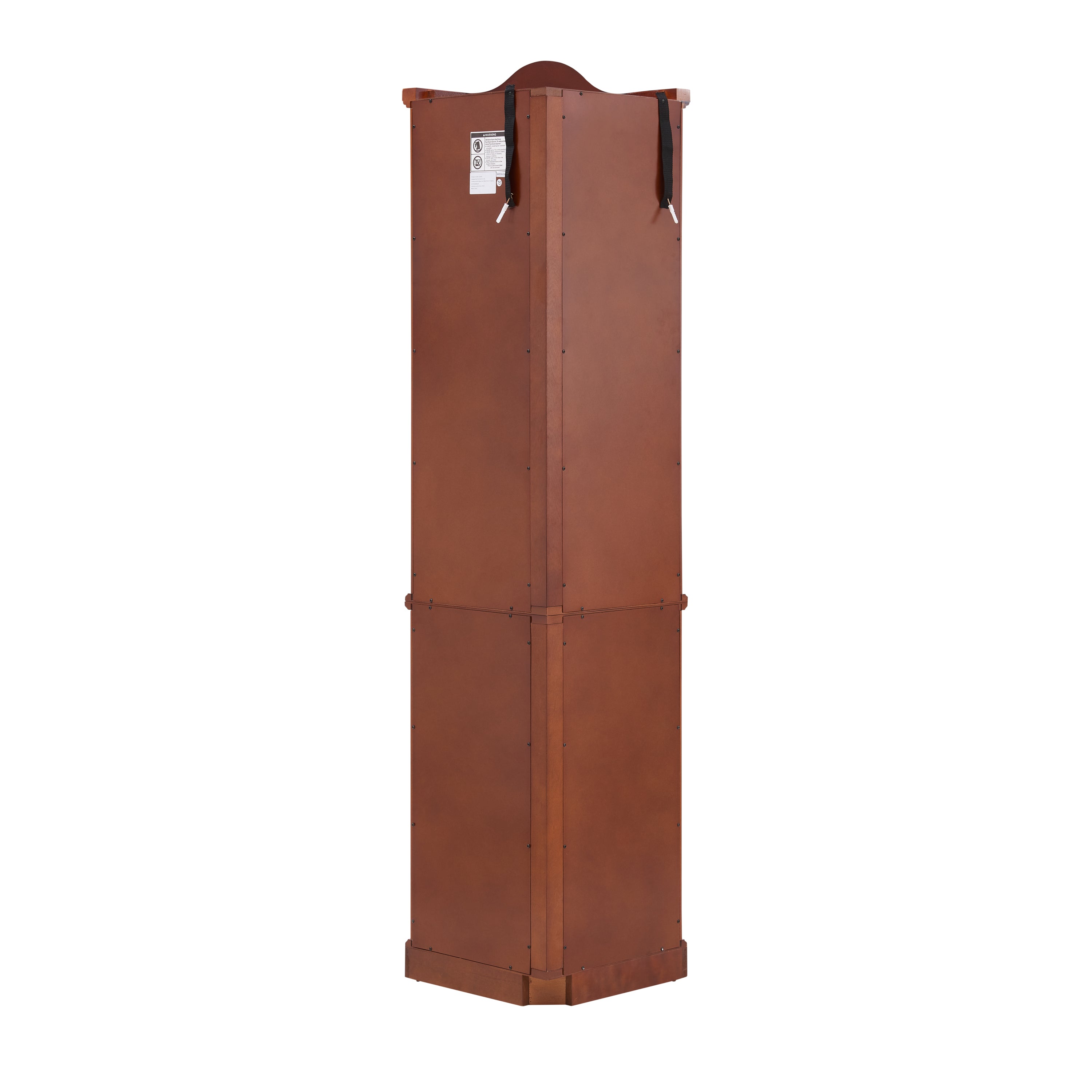 HAOYYE Corner Curio Cabinet with Adjustable Tempered Glass Shelves, Mirrored Back, LED Lights, Elegant Display Cabinet in Walnut Finish, Sturdy Space-Saving Design, Modern Heavy Duty Storage for Home, Office, Living Room