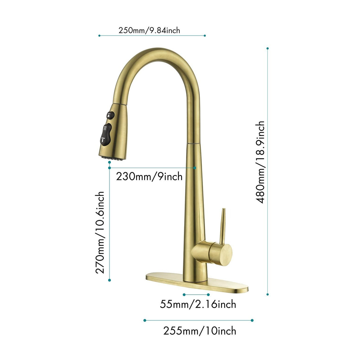 HAOYYE Kitchen Faucet with Pull Down Sprayer Sturdy Space-Saving Heavy Duty Modern Design Adults Dorm Room Easy Assembly Bedroom Furniture