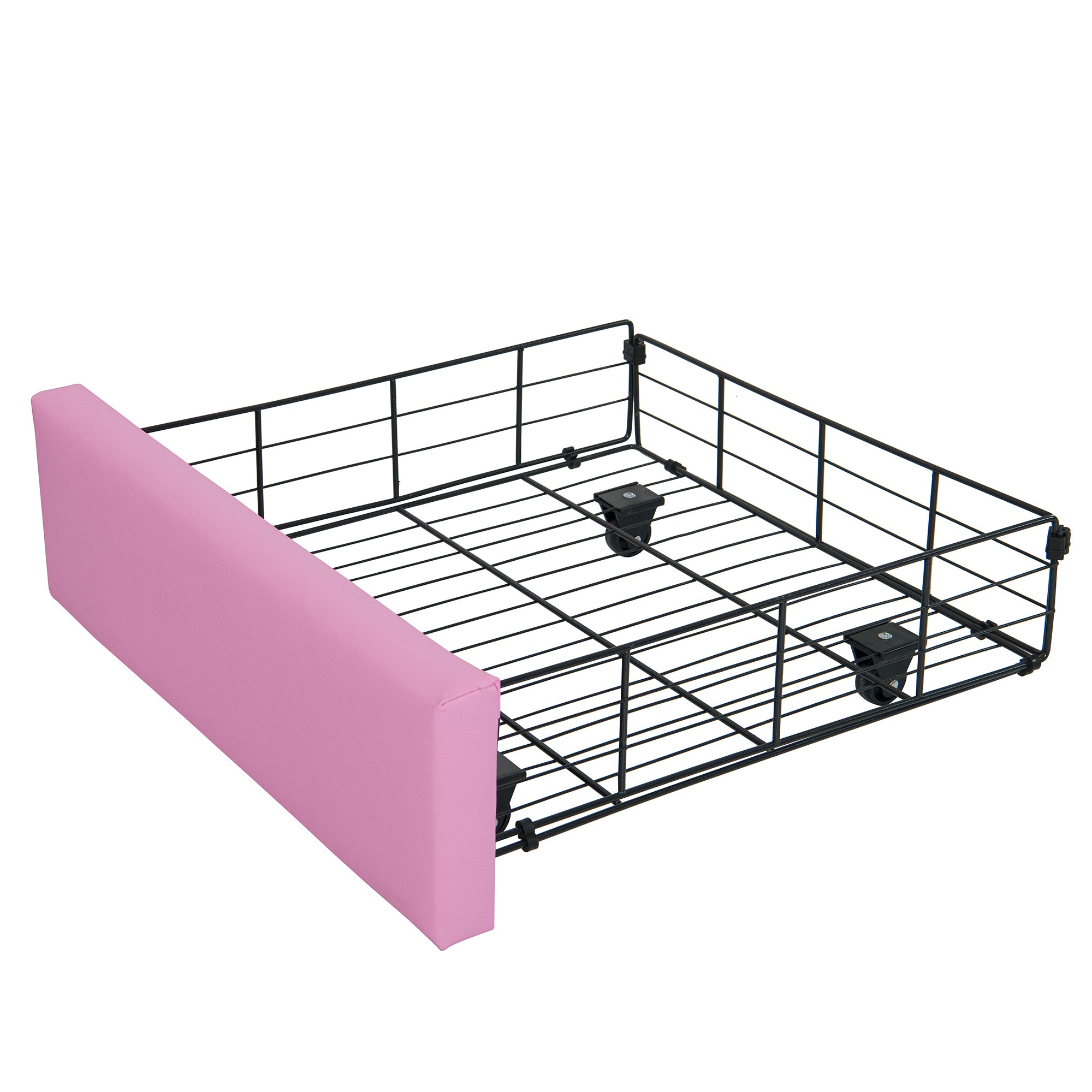 HAOYYE Full Size Upholstered Bed Frame With LED Lights, Modern Princess Bed With Crown Headboard And 2 Drawers, Pink And White, Sturdy Space-Saving Heavy Duty Design For Adults And Dorm Rooms
