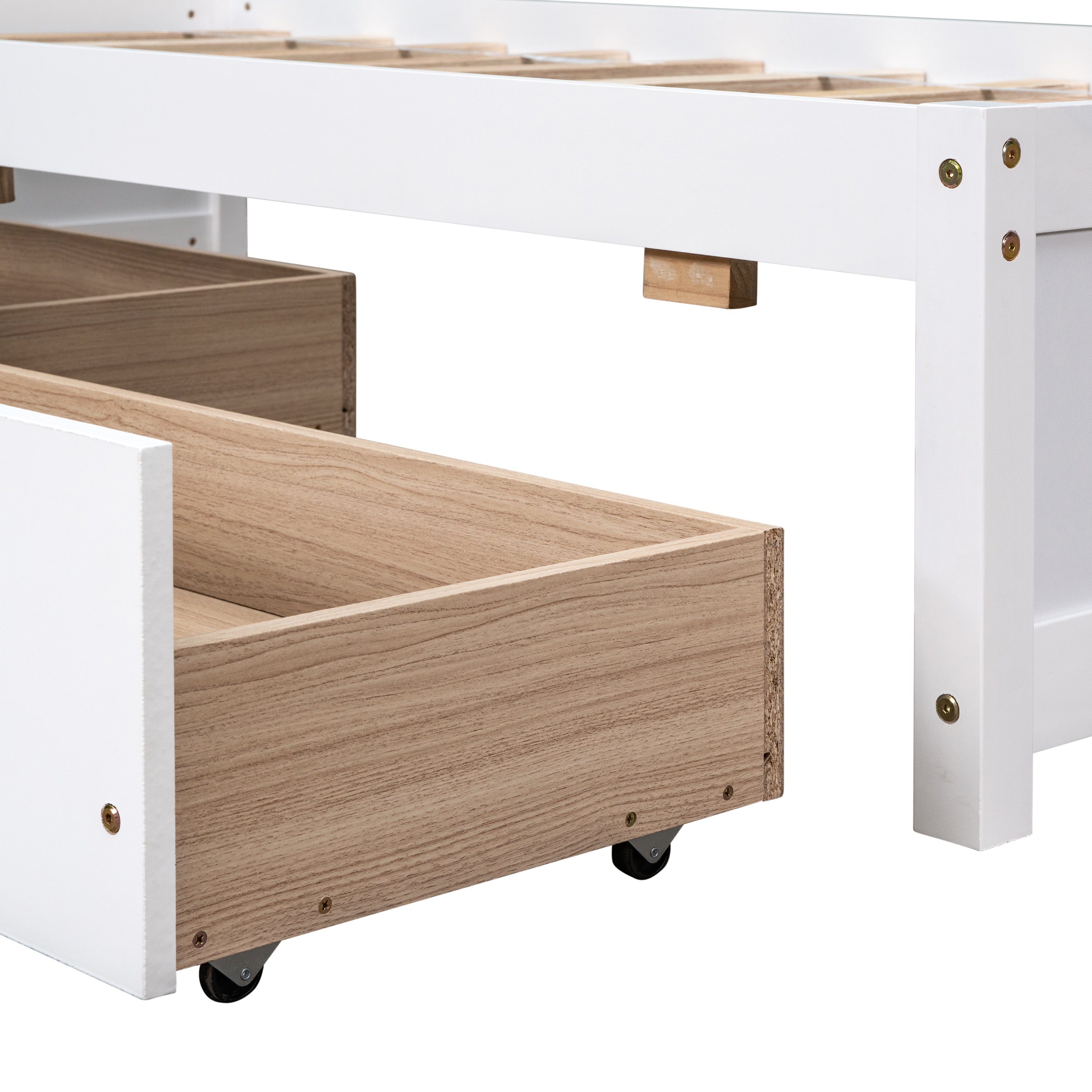 HAOYYE Solid Wood Twin Bed Frame With 2 Storage Drawers, No Box Spring Needed, Space-Saving Heavy Duty Design For Bedroom Or Dorm Room, Sturdy And Easy To Assemble